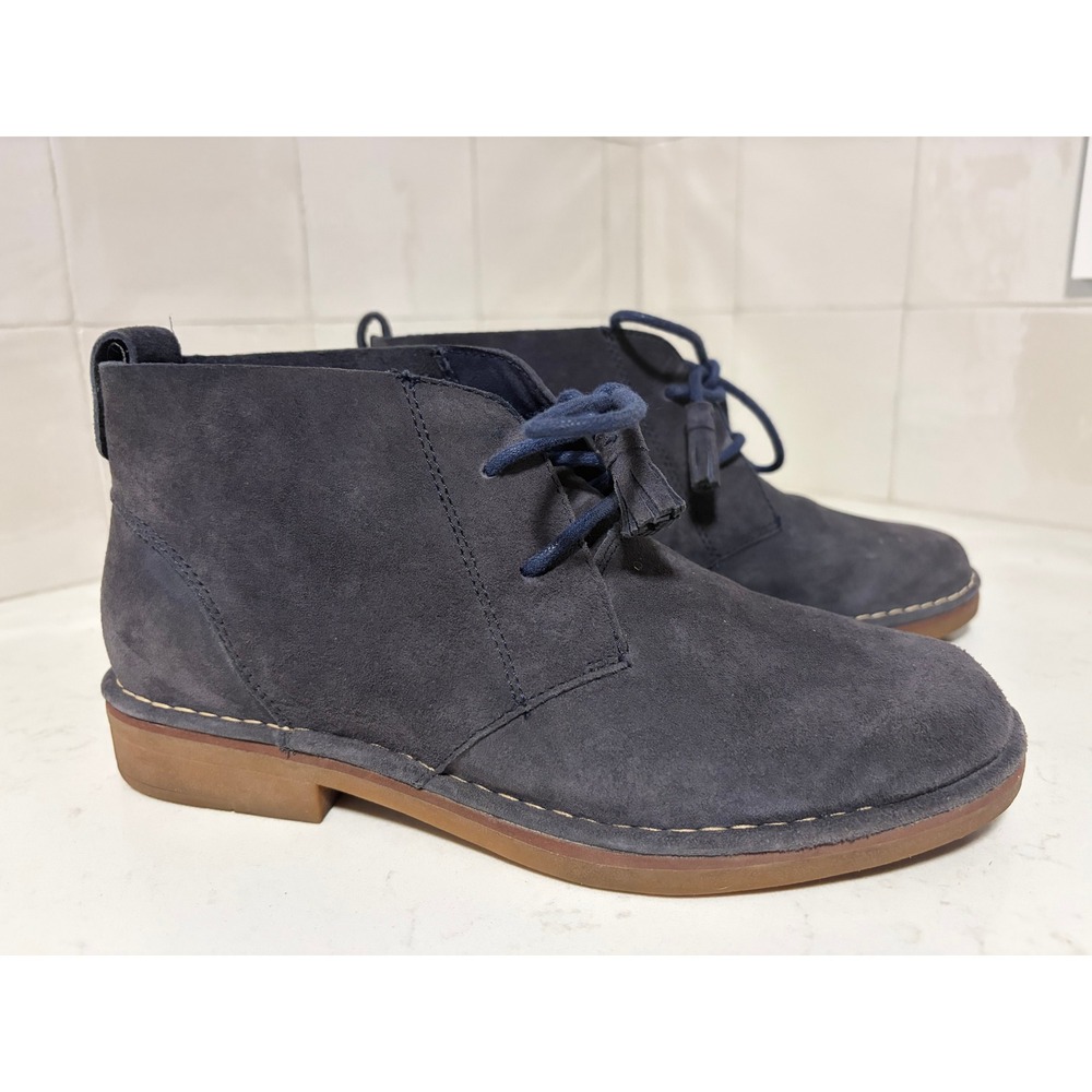 Hush Puppies Womens Navy Blue Suede Desert Chukka Boots Tassel Laces Size 8.5